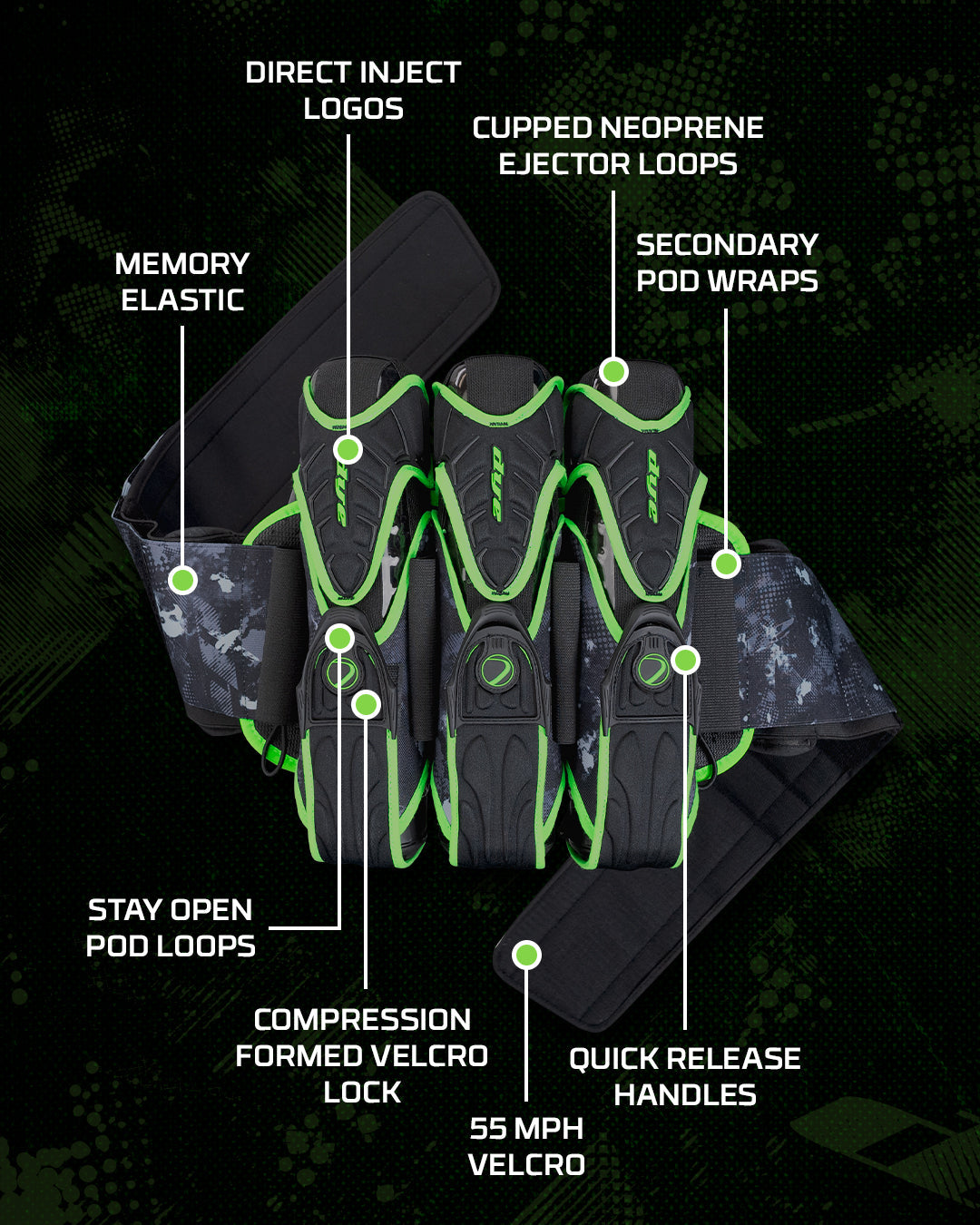 DYE Assault Pack Pro Harness - Dyecam Lime 3+4