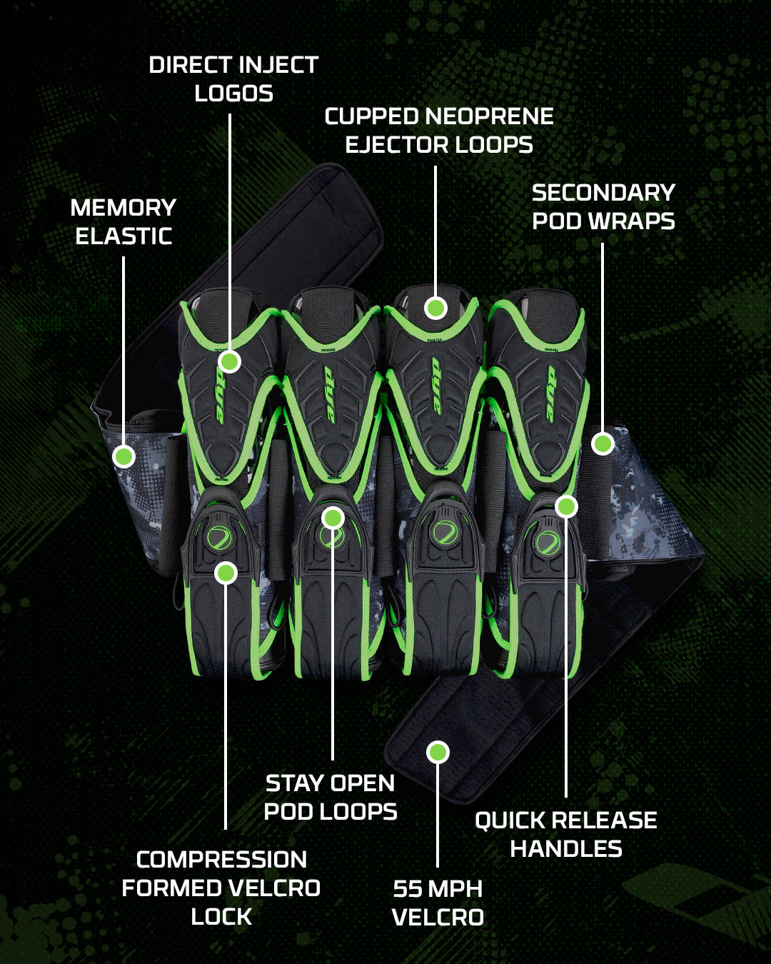 DYE Assault Pack Pro Harness - Dyecam Lime 4+5