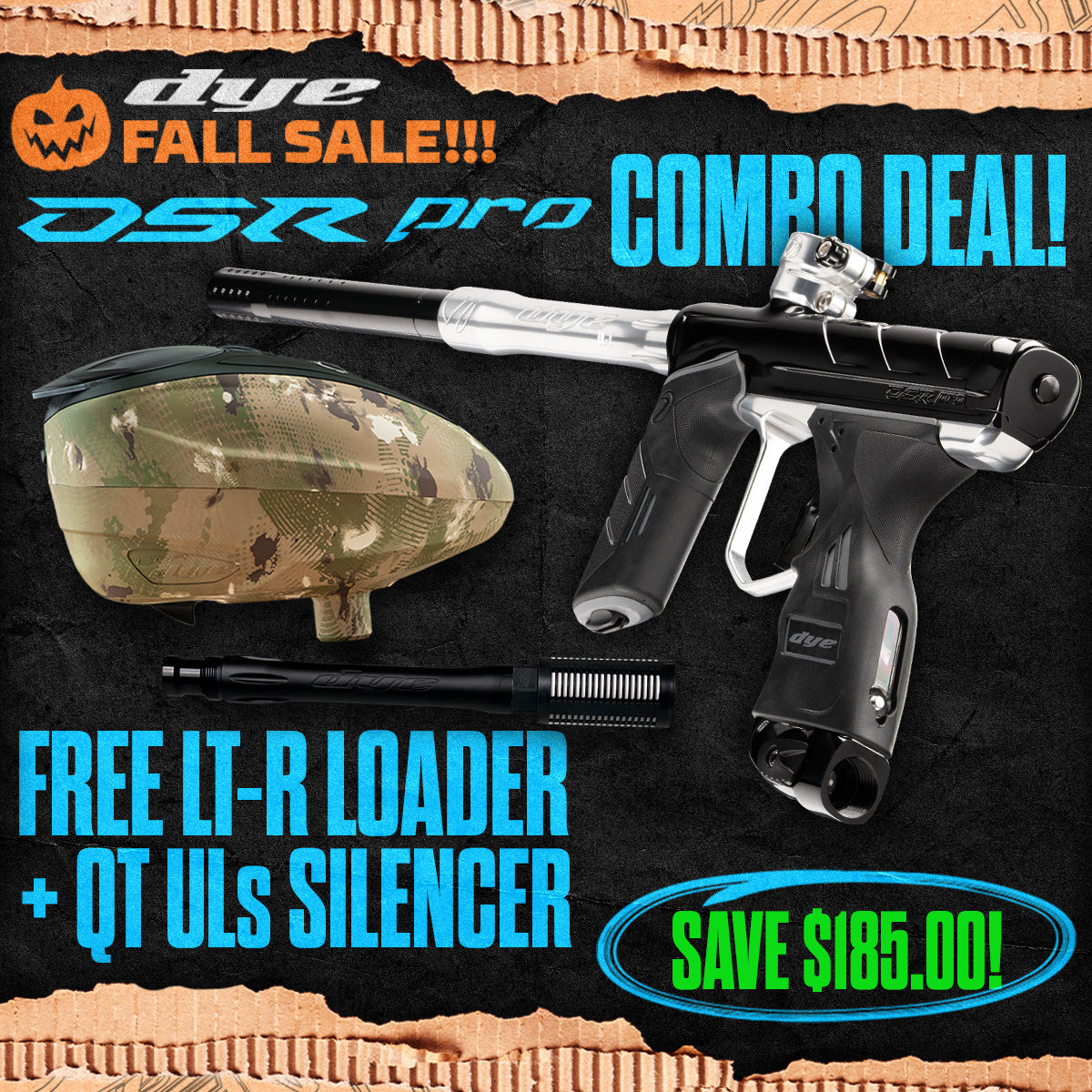 DYE DSR Pro Marker + LT-R Loader + UL-S QT Barrel w/ Tech Silencer